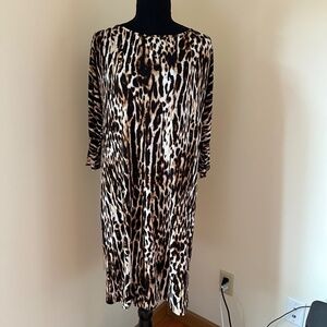 *CHICO'S* Brown x Tan Animal Print Dress Size 0 (XS)